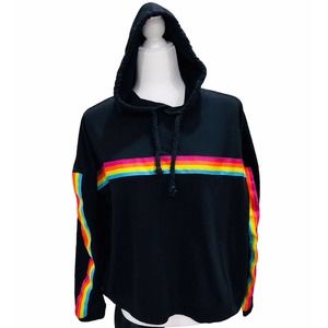 Rainbow striped Hoodie by Bloom + Pop Black Medium